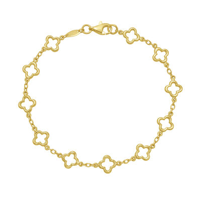 Polished Clover Link Bracelet in 14k Yellow Gold
